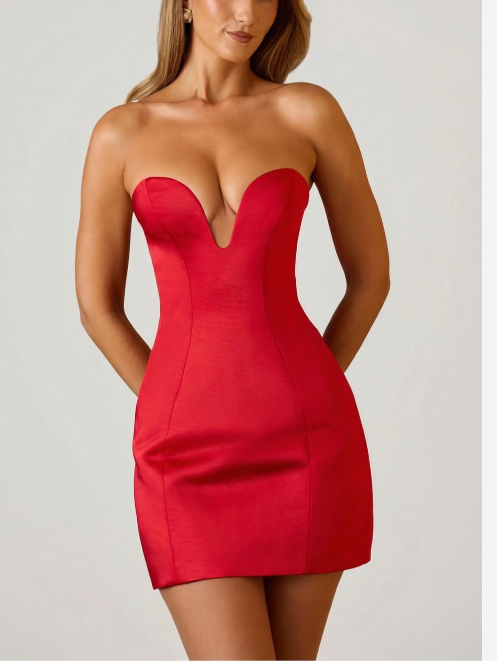 NWT OH POLLY Baila Structured Red Tulip Mini Dress😈IMPERFECT😈 US size 2
